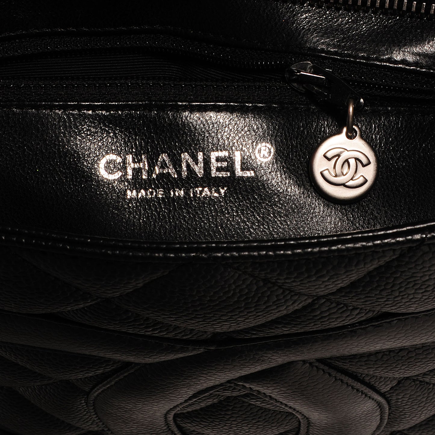 Caviar Quilted Medallion Tote Black