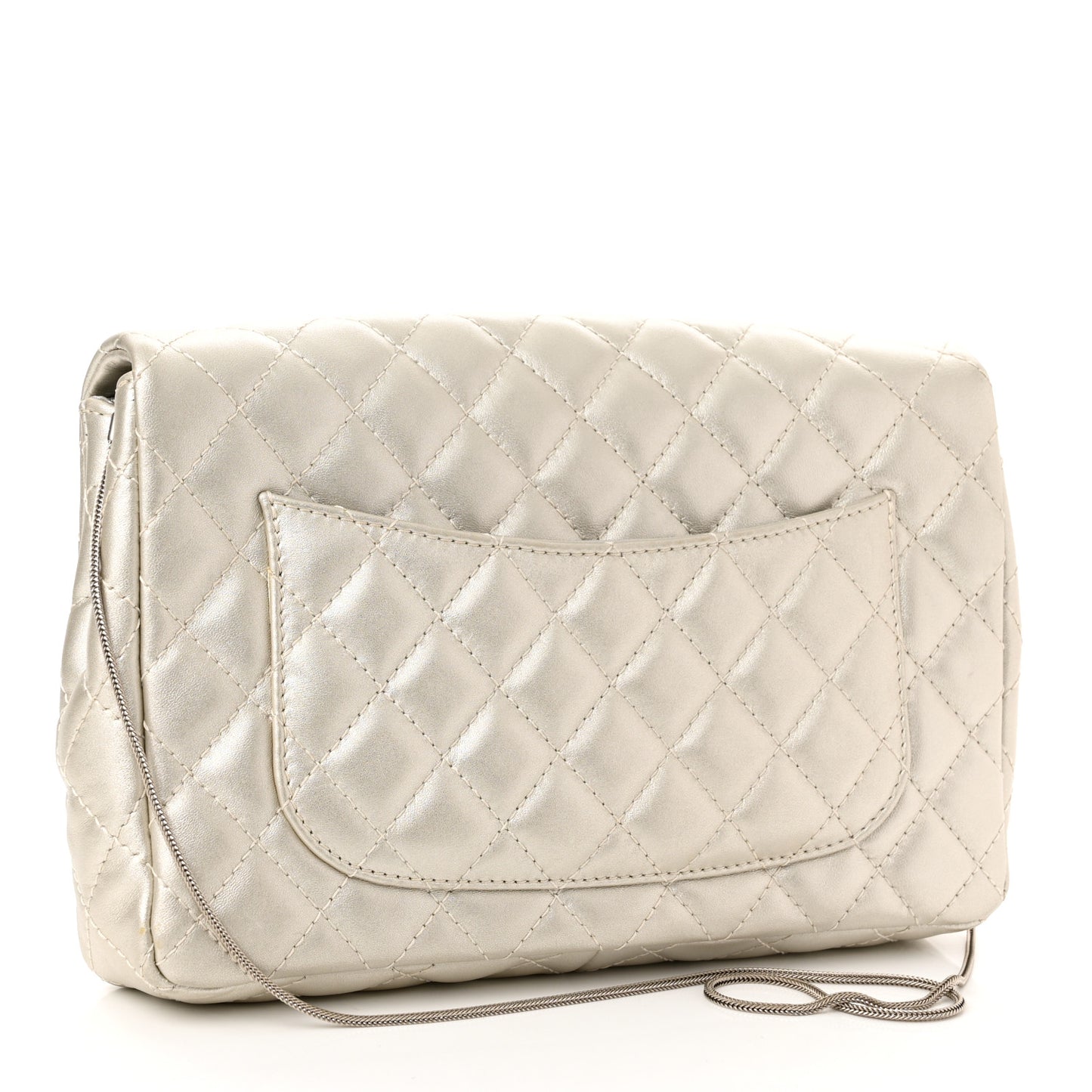 Metallic Calfskin Quilted 2.55 Reissue Clutch Silver