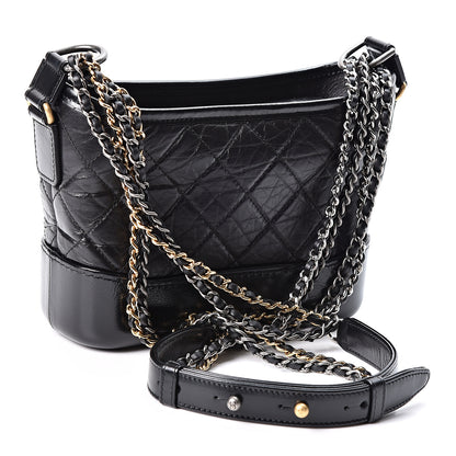 Chanel Aged Calfskin Quilted Small Gabrielle Hobo Black 2 of 9