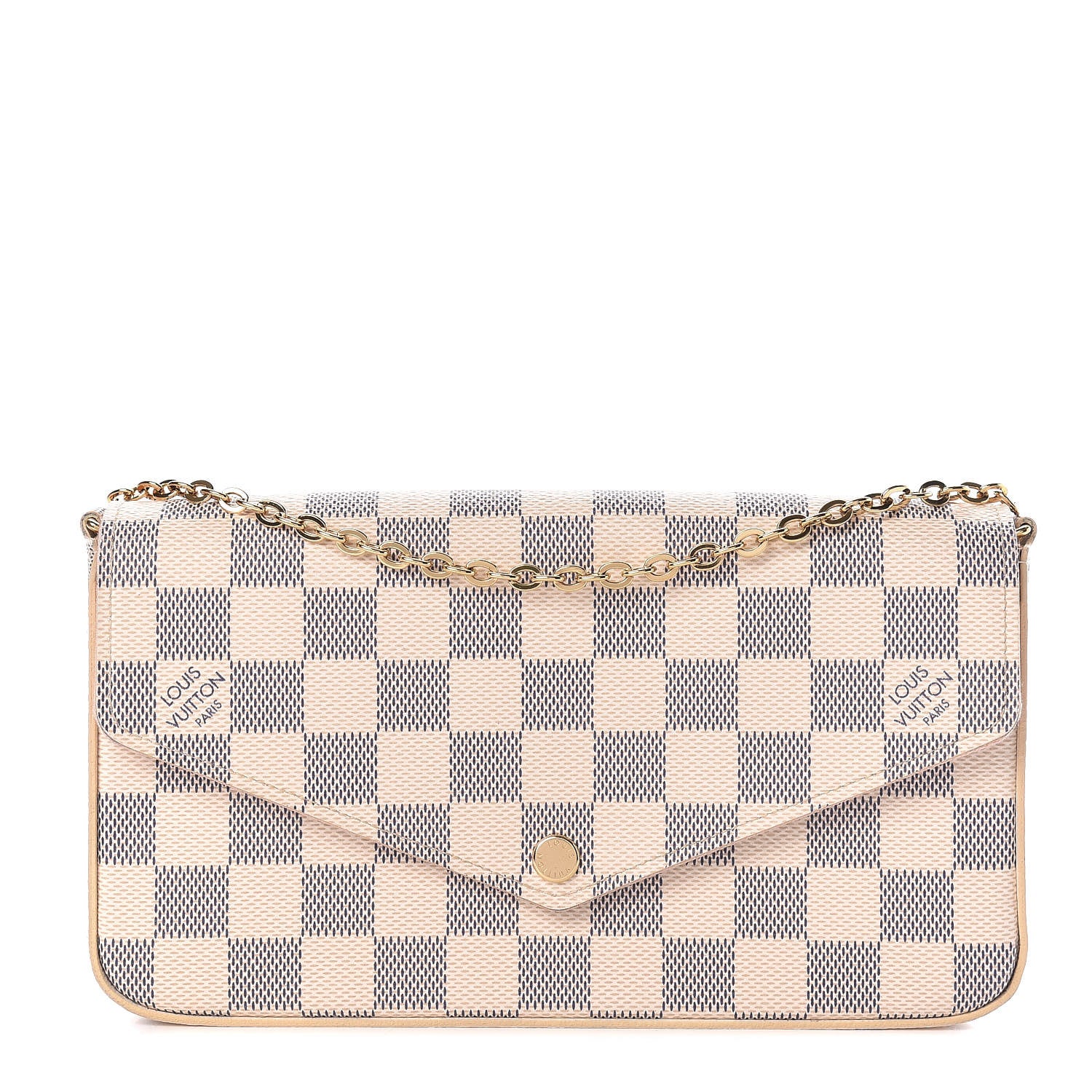 Louis Vuitton Damier Azur Pochette Felicie Chain Wallet Rose Ballerine 1 of 9