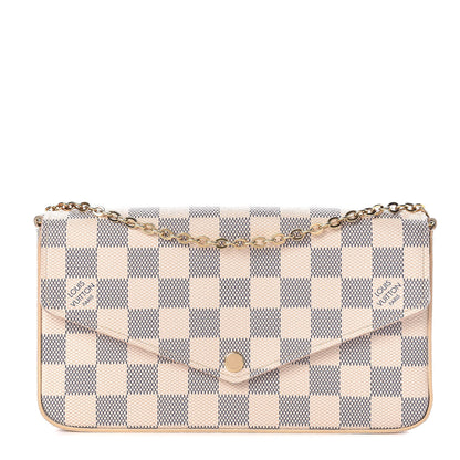 Louis Vuitton Damier Azur Pochette Felicie Chain Wallet Rose Ballerine 1 of 9
