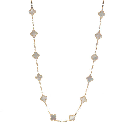 Van Cleef & Arpels 18K Yellow Gold Mother of Pearl 20 Motifs Vintage Alhambra Necklace 1 of 5