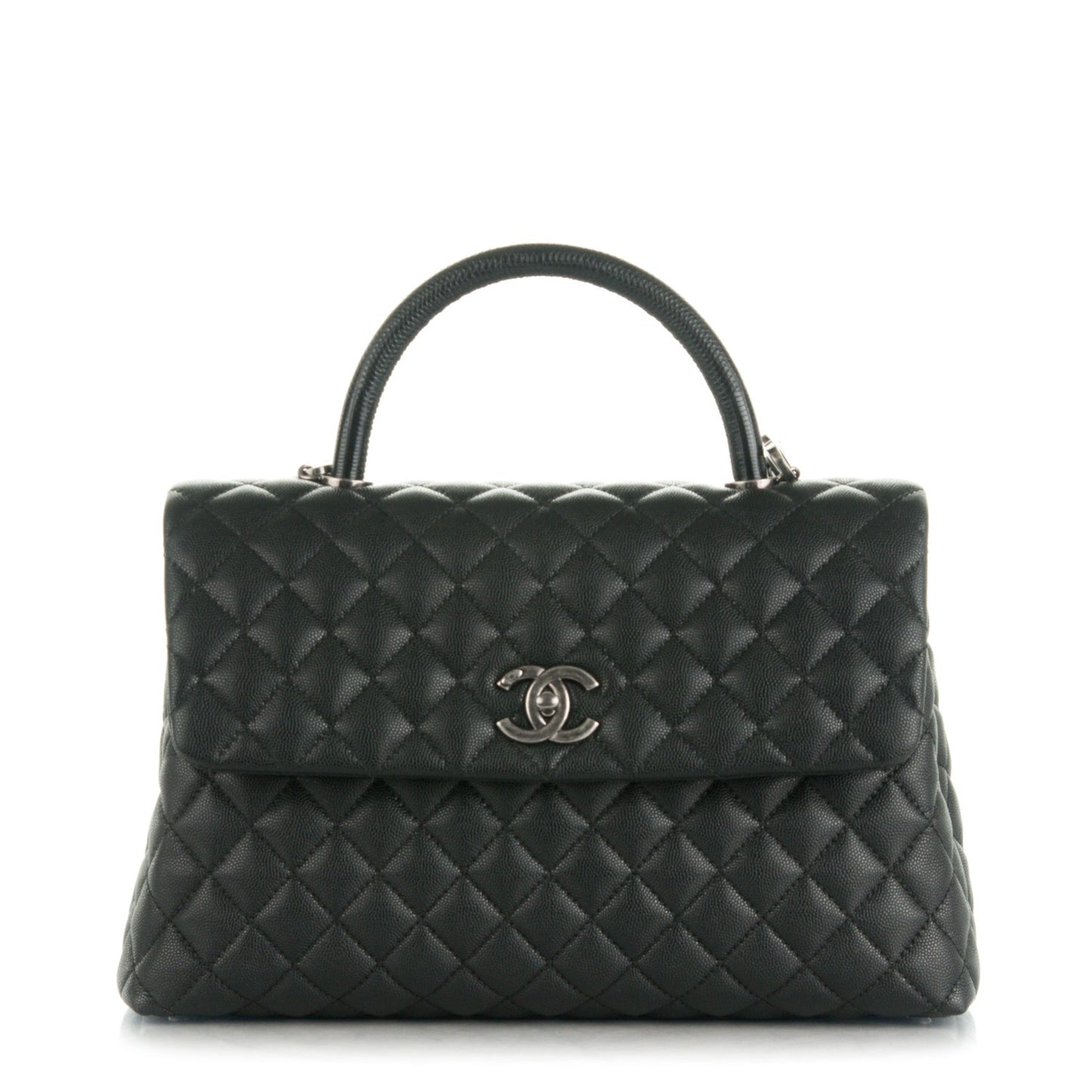 Caviar Quilted Medium Coco Handle Flap Black