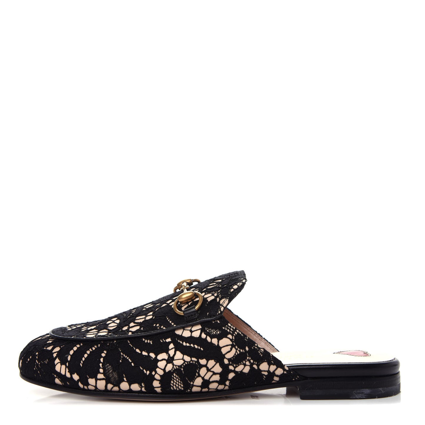 Lace Malaga Kid Womens Princetown Slippers 35.5 Black Skin Rose