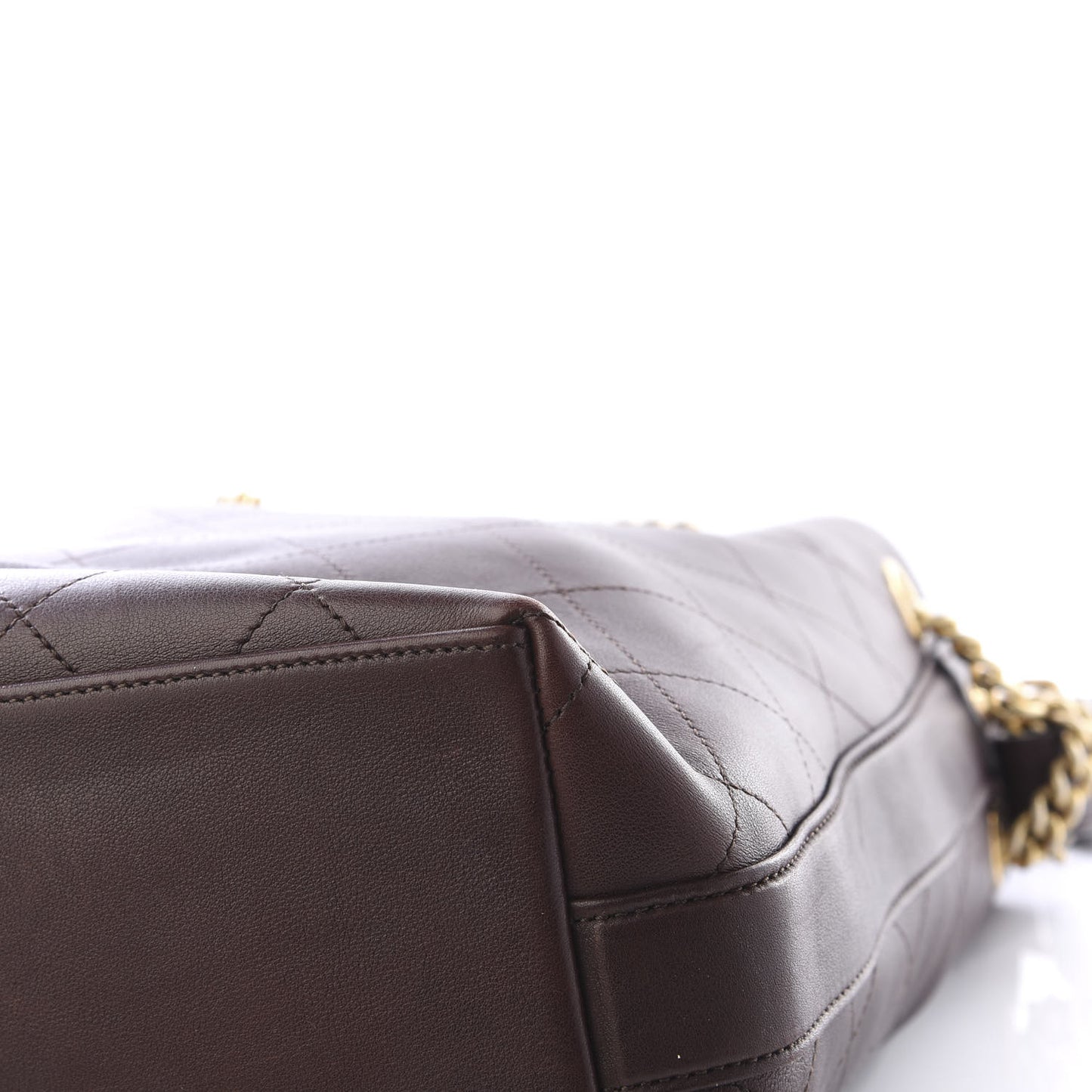 Calfskin Quilted Small On My Shoulder Drawstring Bag Brown