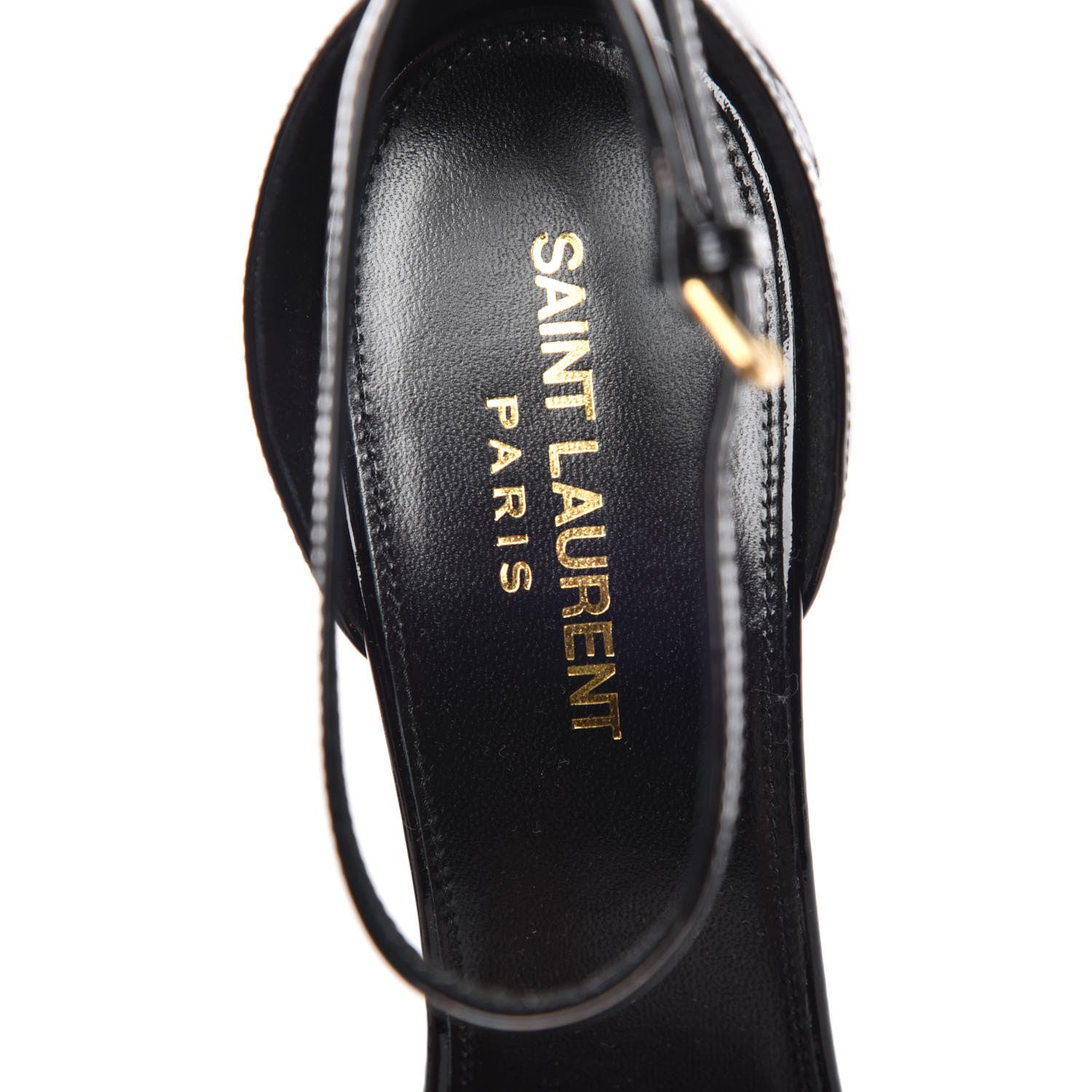 Saint Laurent Patent Calfskin Amber 105 Ankle Strap Sandals 39 Black 7 of 8