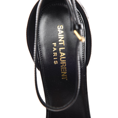 Saint Laurent Patent Calfskin Amber 105 Ankle Strap Sandals 39 Black 7 of 8