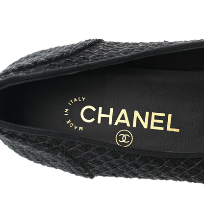 Chanel Tweed Sequin Camellia Mocassin Loafers 36.5 Black 7 of 8