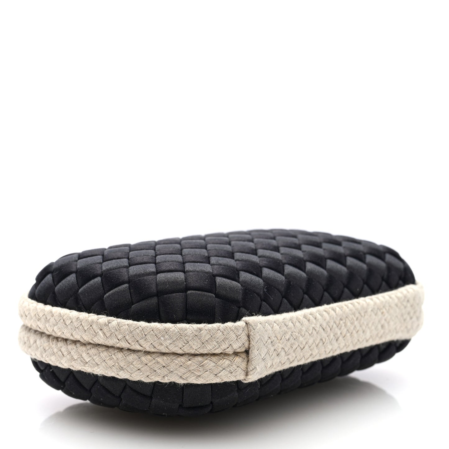 Intrecciato Silk Raffia Knot Clutch Black