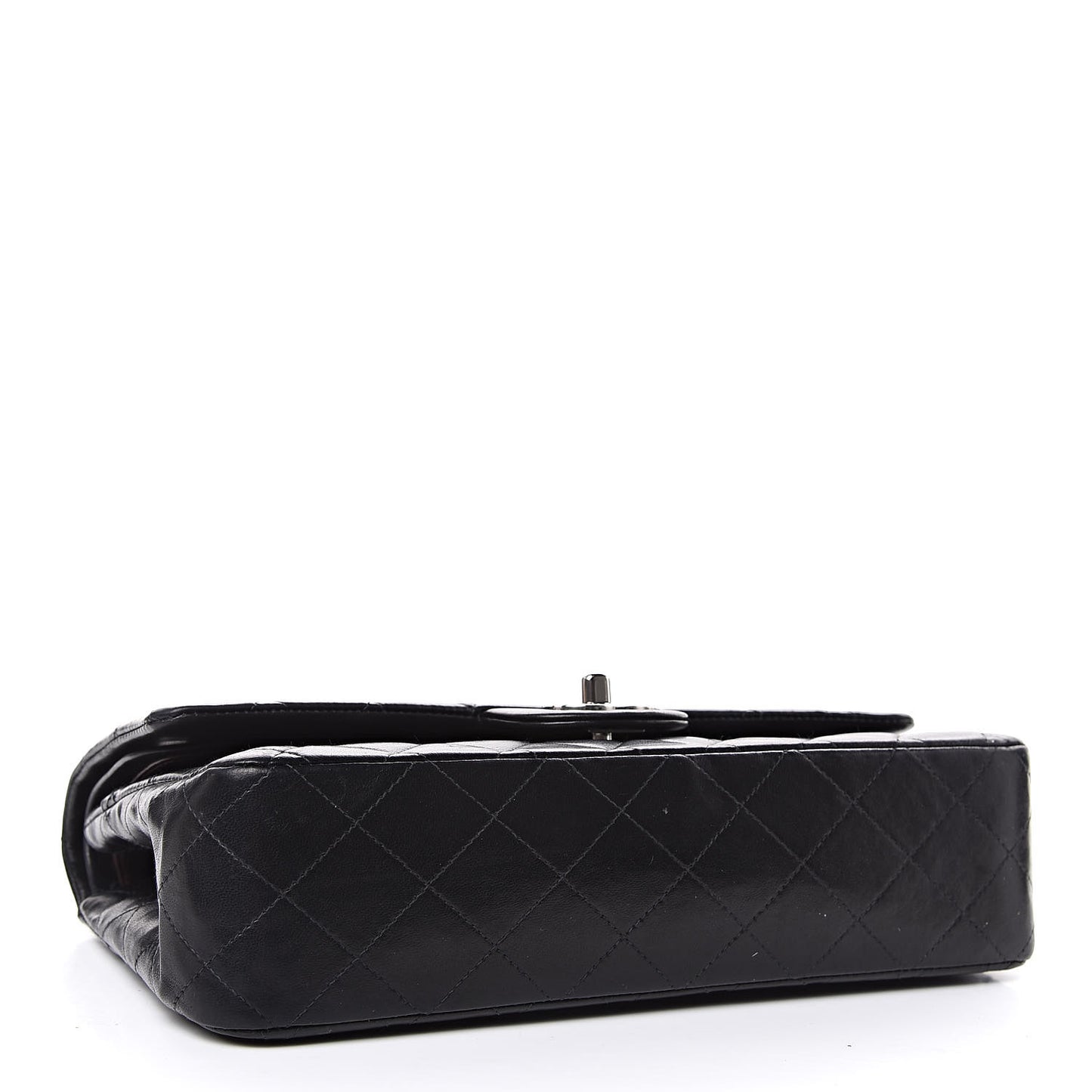 Lambskin Quilted Medium Double Flap Black