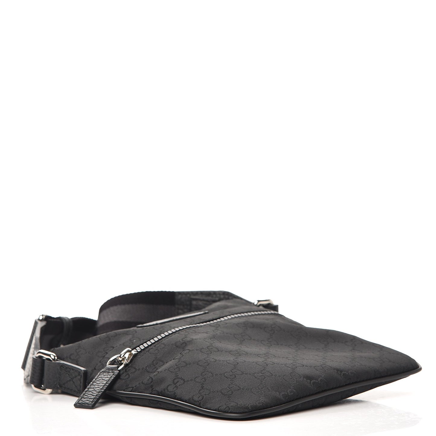 Nylon Monogram Mini Flat Messenger Bag Black