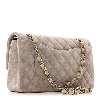 Chanel Suede Quilted Medium Double Flap Grey 2 of 11