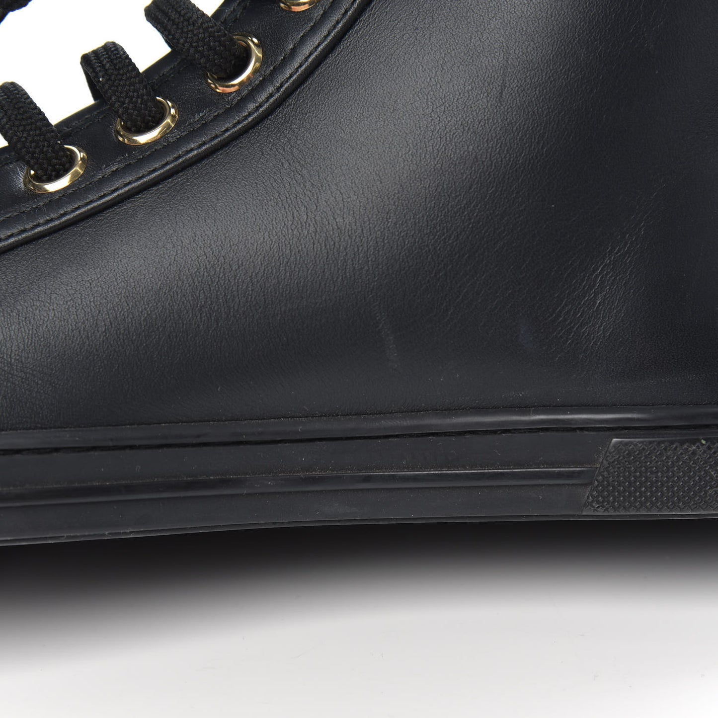 Calfskin Studded Punchy High Top Sneakers 36 Black
