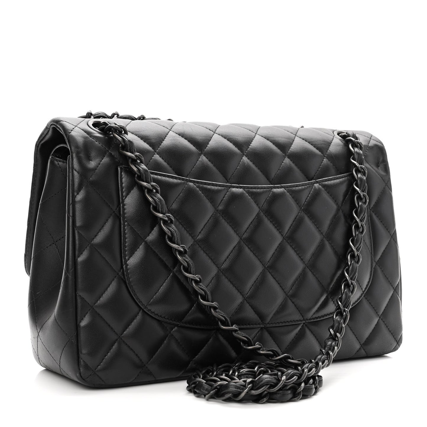 Lambskin Quilted Jumbo Double Flap So Black