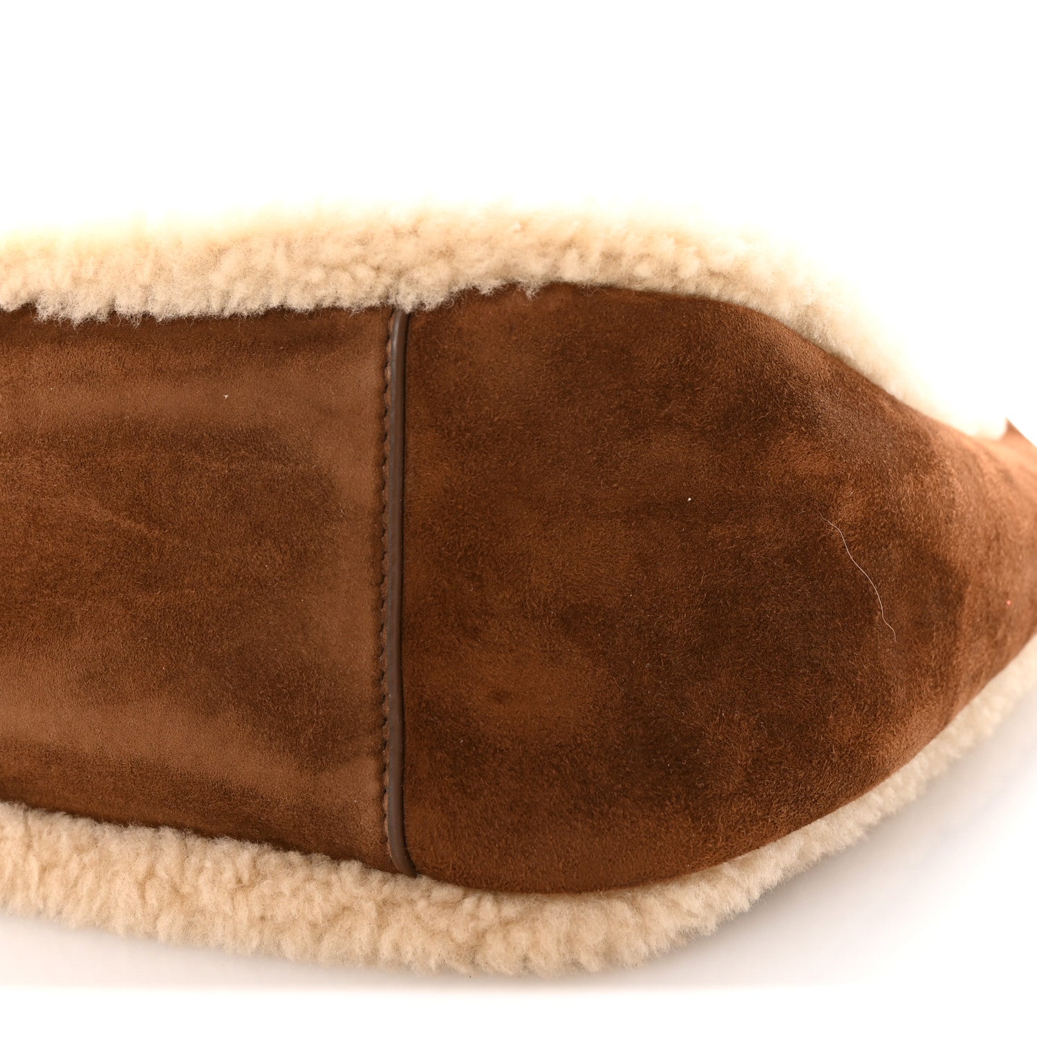 Saint Laurent Suede Shearling Small Le 5 A 7 Soft Hobo Dark Sigaro Natural Beige 9 of 10