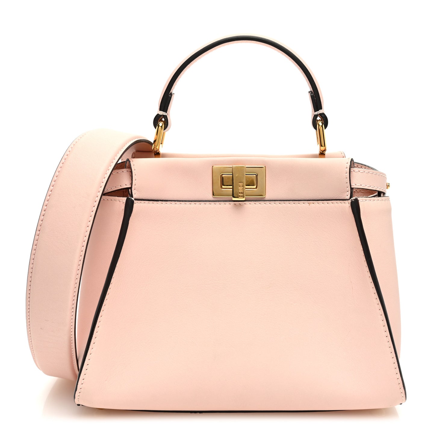 Vitello Seta Canvas FF Embroidered Mini Peekaboo Iconic Satchel Rosa Confetto