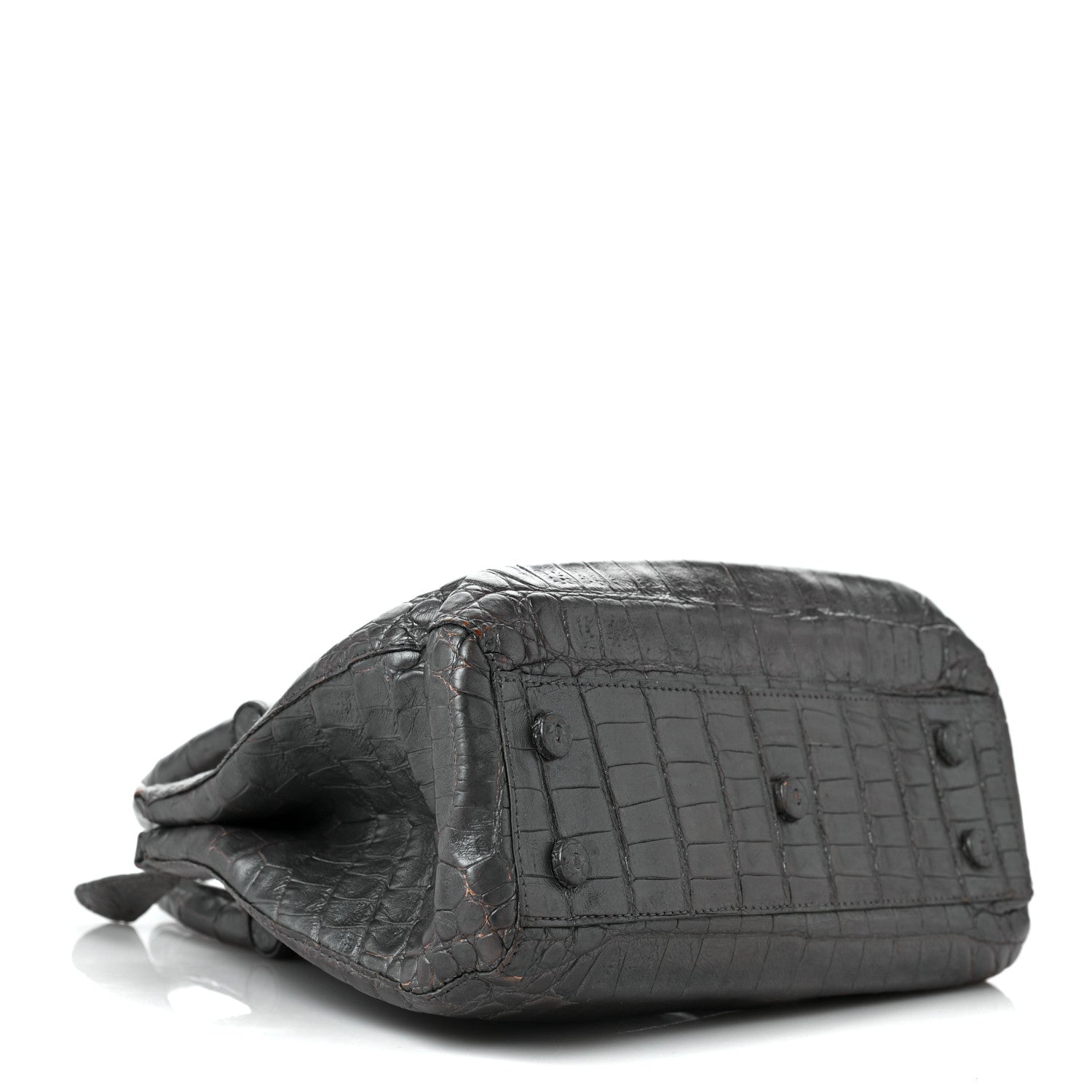 Nancy Gonzalez Metallic Crocodile Top Handle Shoulder Bag Anthracite 4 of 10
