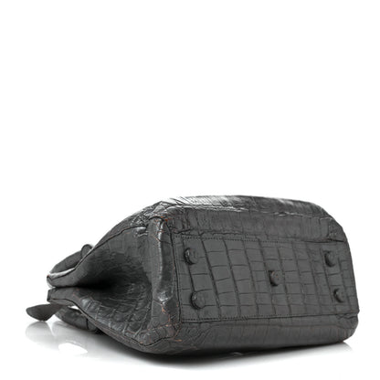 Nancy Gonzalez Metallic Crocodile Top Handle Shoulder Bag Anthracite 4 of 10