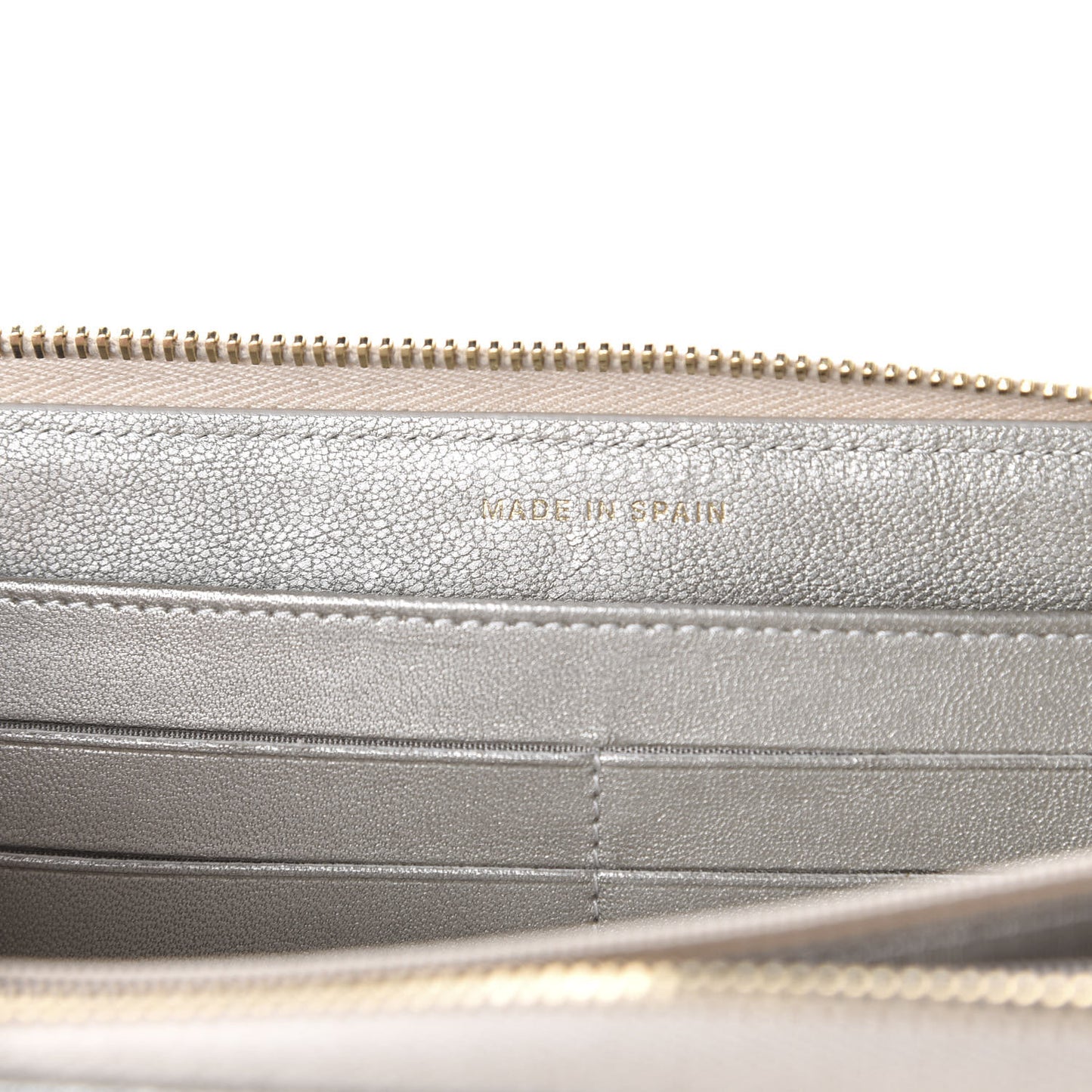 Metallic Sheepskin Quilted Mademoiselle Vintage Zip Around Wallet Light Gold