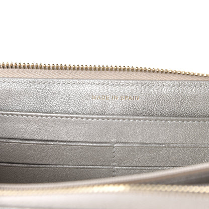 Chanel Metallic Sheepskin Quilted Mademoiselle Vintage Zip Around Wallet Light Gold 9 of 12