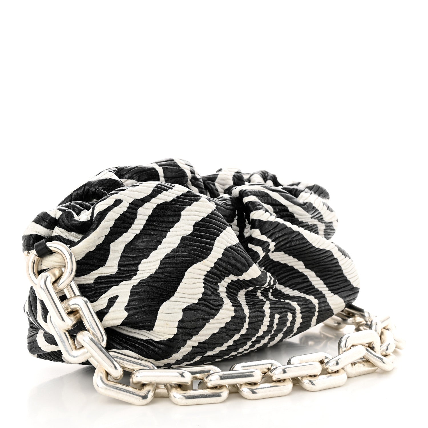 Bottega Veneta Nappa Zebra Print The Pouch Chain White Black 3 of 10