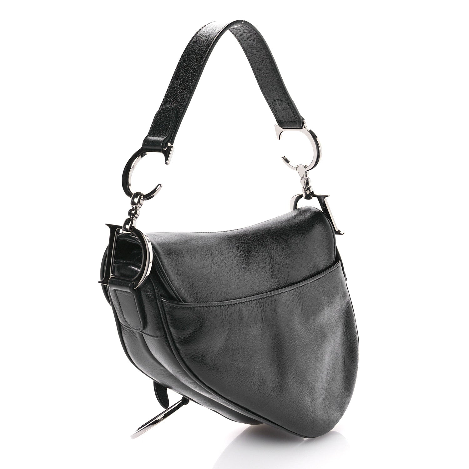 Christian Dior Shiny Goatskin Saddle Bag Black 3 of 10