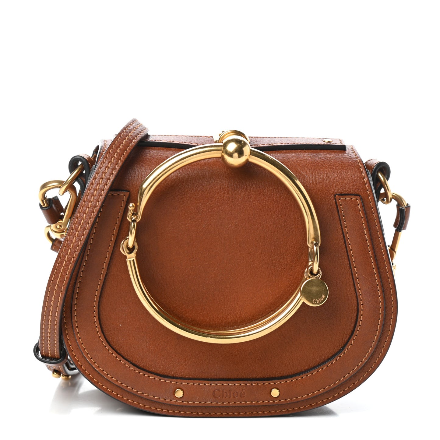 Calfskin Suede Small Nile Bracelet Bag Caramel