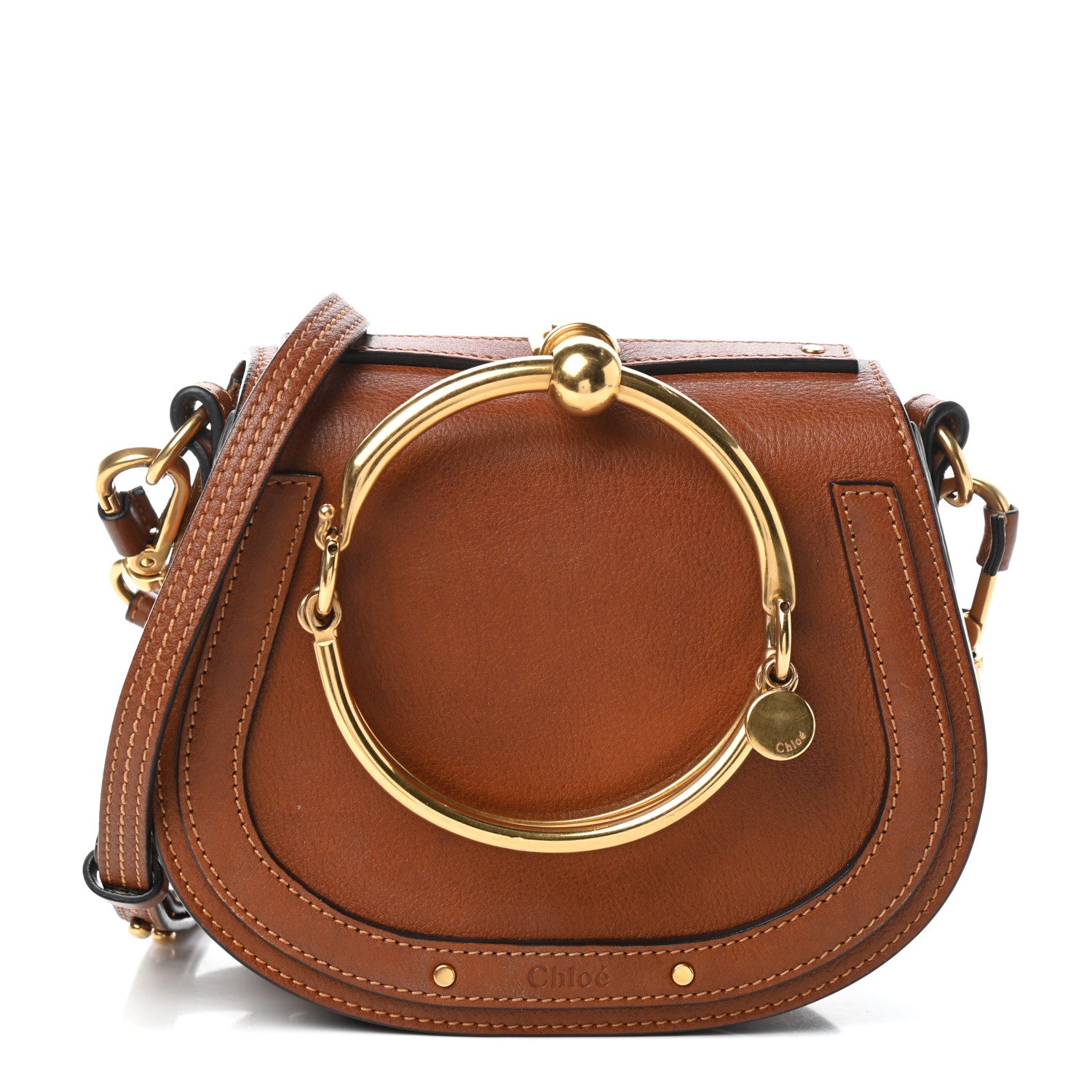 Chloe Calfskin Suede Small Nile Bracelet Bag Caramel 1 of 8