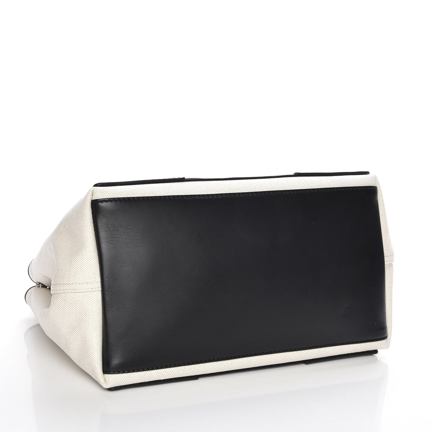 Cotton Canvas Satin Calfskin S Navy Cabas Natural Black