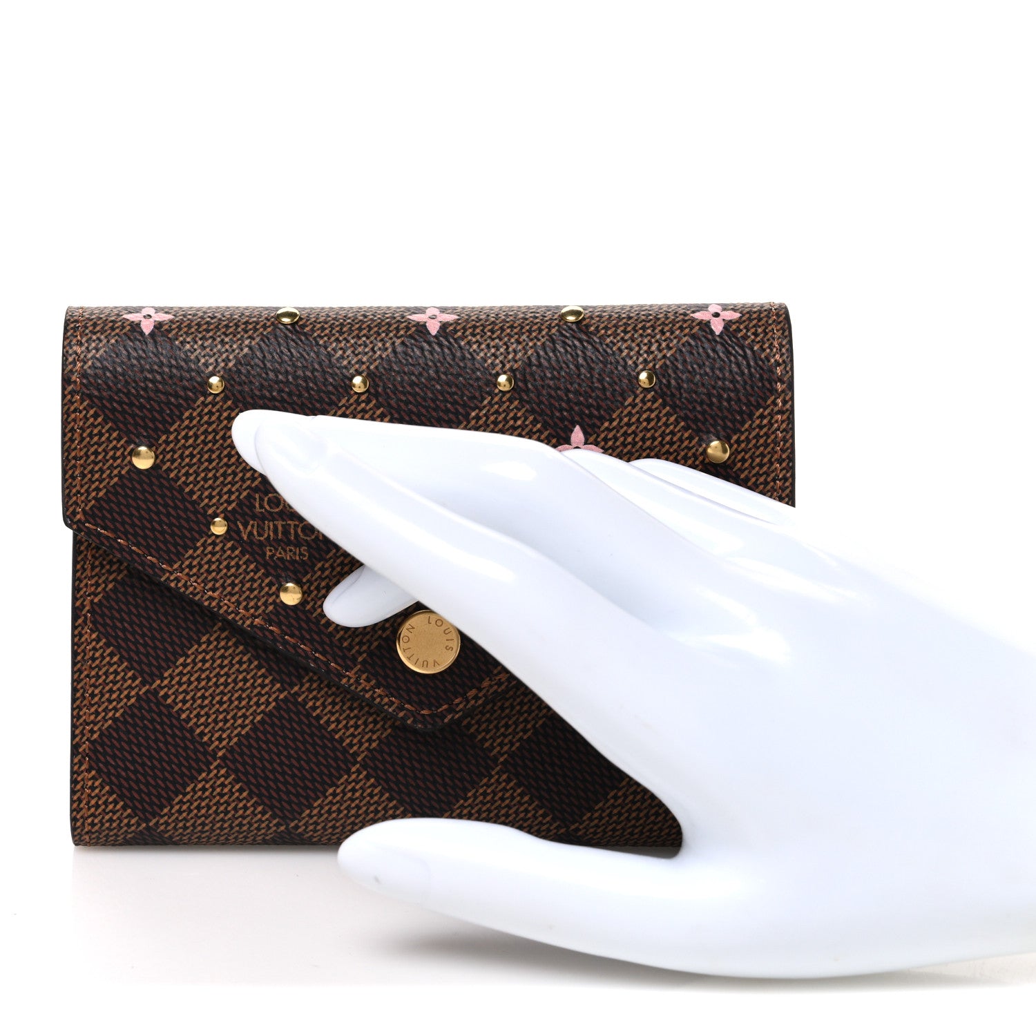 Louis Vuitton Damier Ebene Studded Victorine Wallet 2 of 7