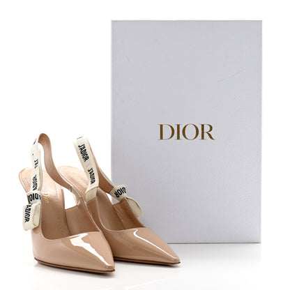 Christian Dior Patent Ribbon J'Adior Slingback 100mm Pumps 37.5 Nude 10 of 10