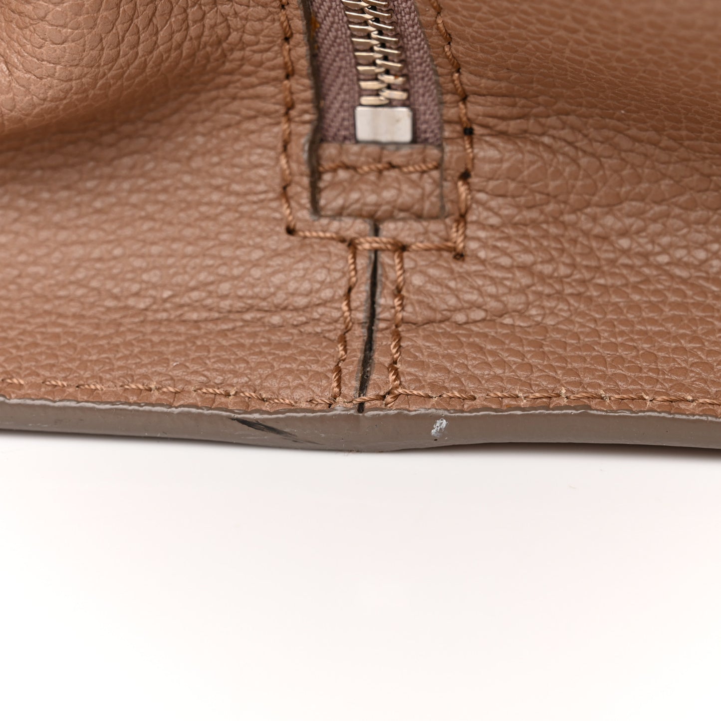 Pebbled Calfskin Large Skull Padlock Zip Around Tote Taupe