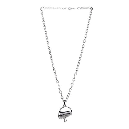 Christian Dior Crystal Saddle Bag Pendant Necklace Silver 3 of 5