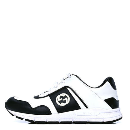 Gucci Calfskin Womens Interlocking G Sneakers 37.5 Black White 1 of 7