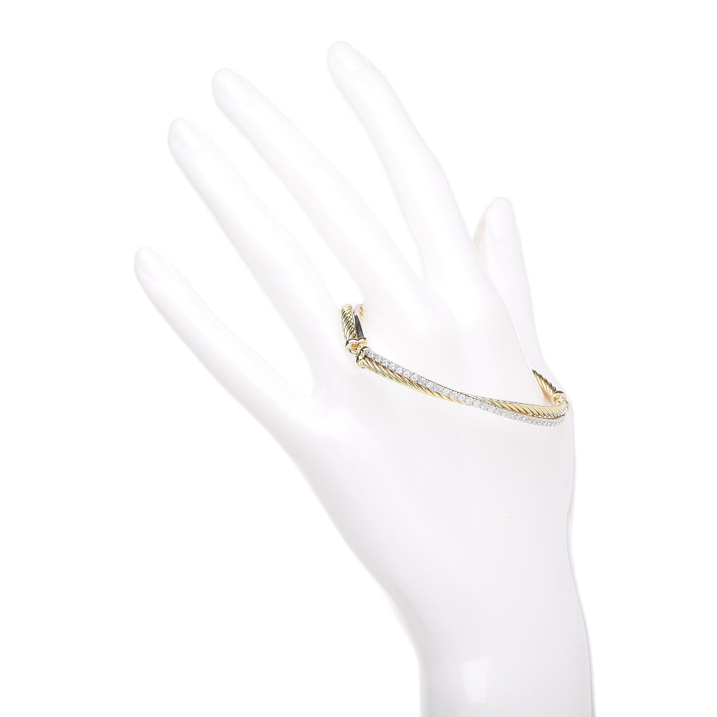 18K White Yellow Gold Diamond Crossover Bracelet