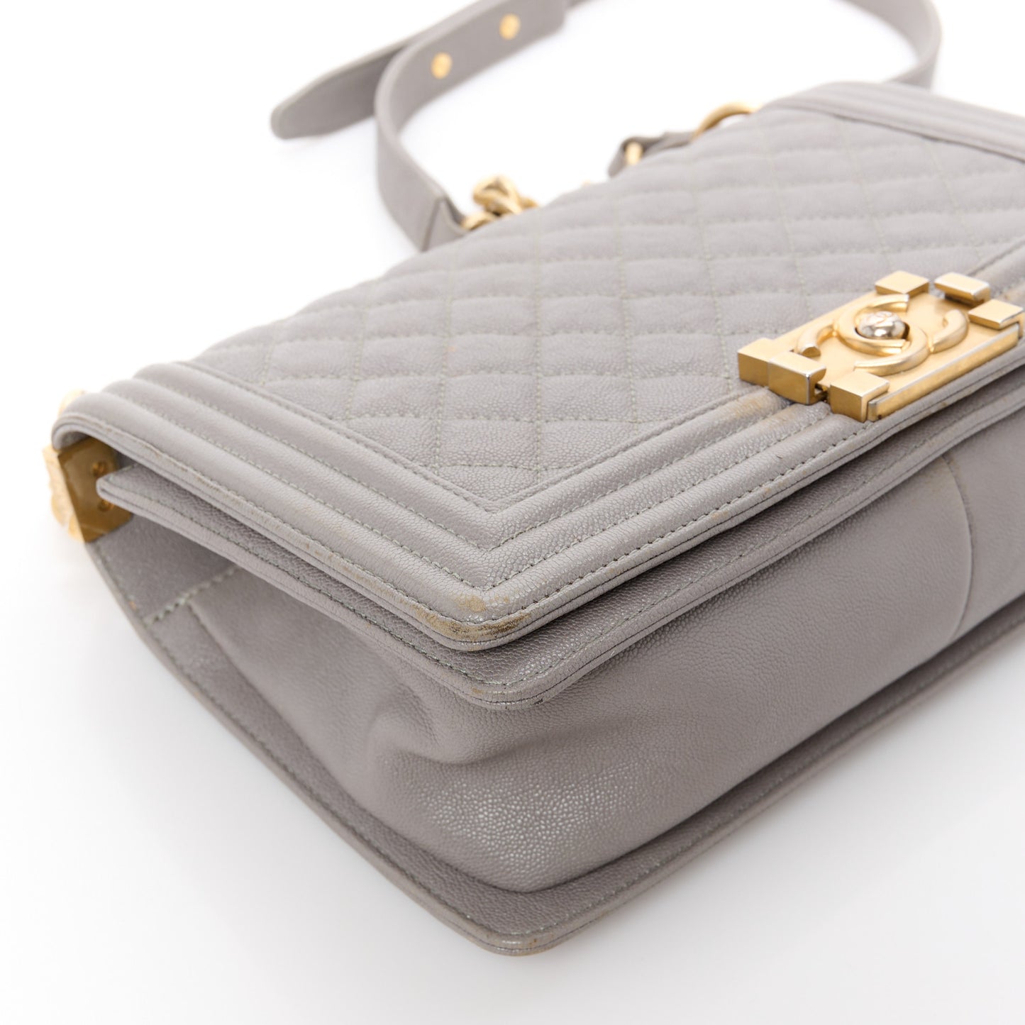 Caviar Quilted Medium Boy Flap Grey