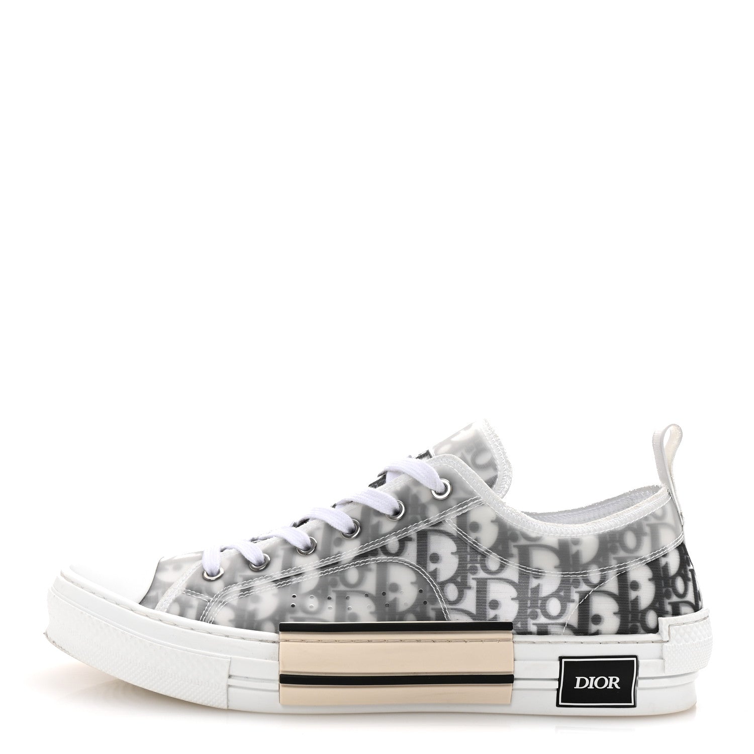 Christian Dior Technical Canvas Oblique Mens B23 Low Top Sneaker 45 White Black 1 of 10