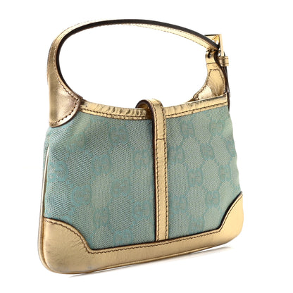 Gucci Denim Monogram Pochette Gold 4 of 8