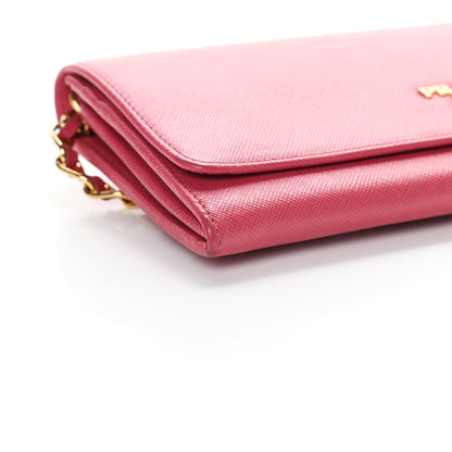 Prada Saffiano Metal Oro Chain Wallet Peonia 8 of 12