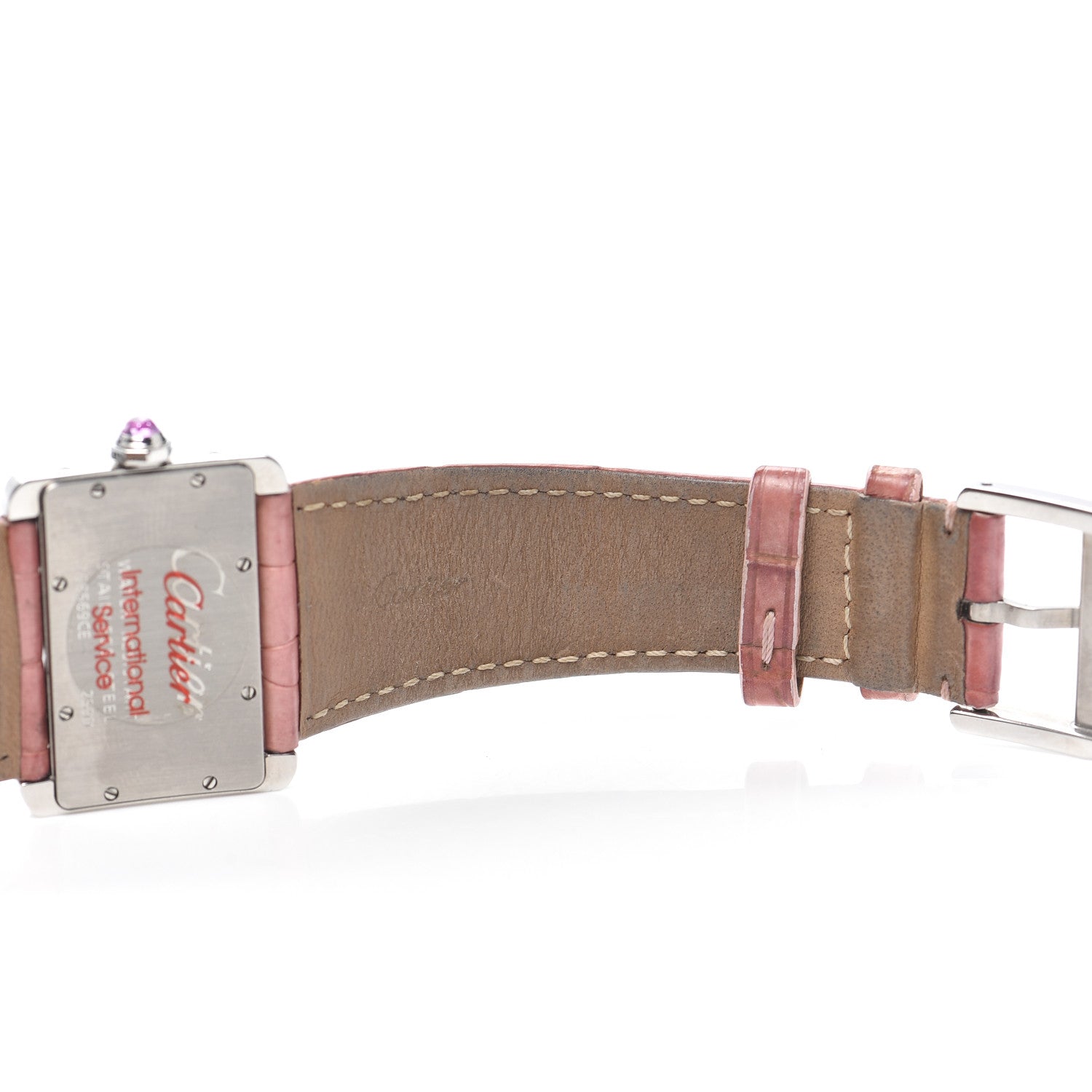 Cartier Stainless Steel Alligator 32mm Tank Divan Quartz Watch Pink 3 of 6