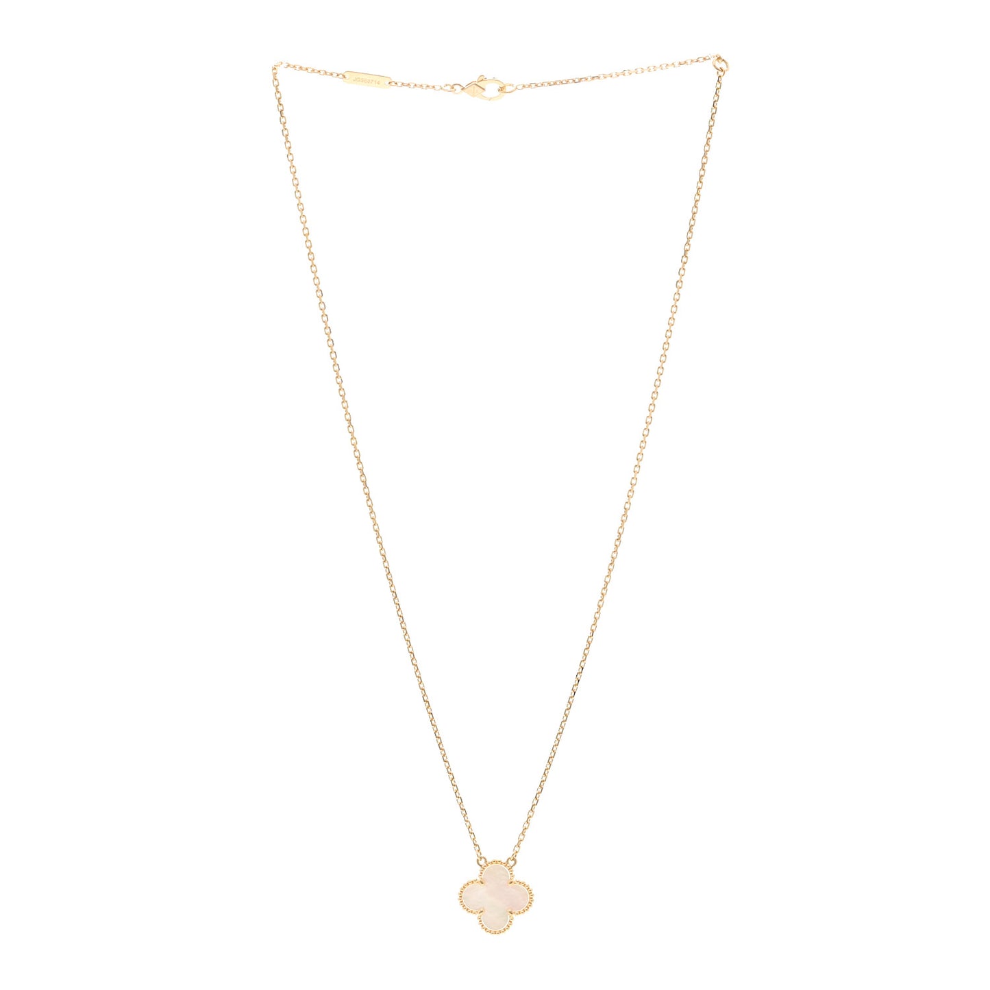 18K Yellow Gold Mother of Pearl Vintage Alhambra Pendant Necklace