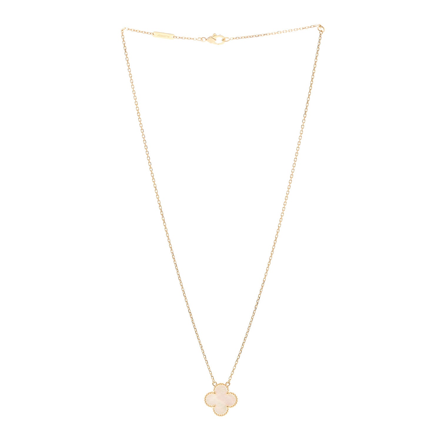 Van Cleef & Arpels 18K Yellow Gold Mother of Pearl Vintage Alhambra Pendant Necklace 3 of 6