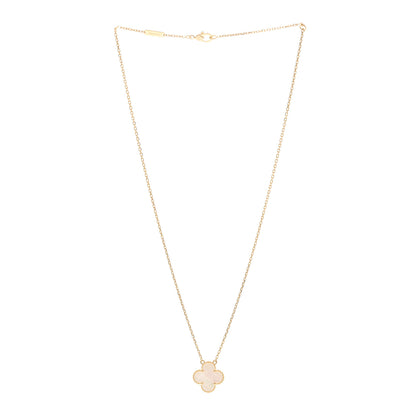 Van Cleef & Arpels 18K Yellow Gold Mother of Pearl Vintage Alhambra Pendant Necklace 3 of 6