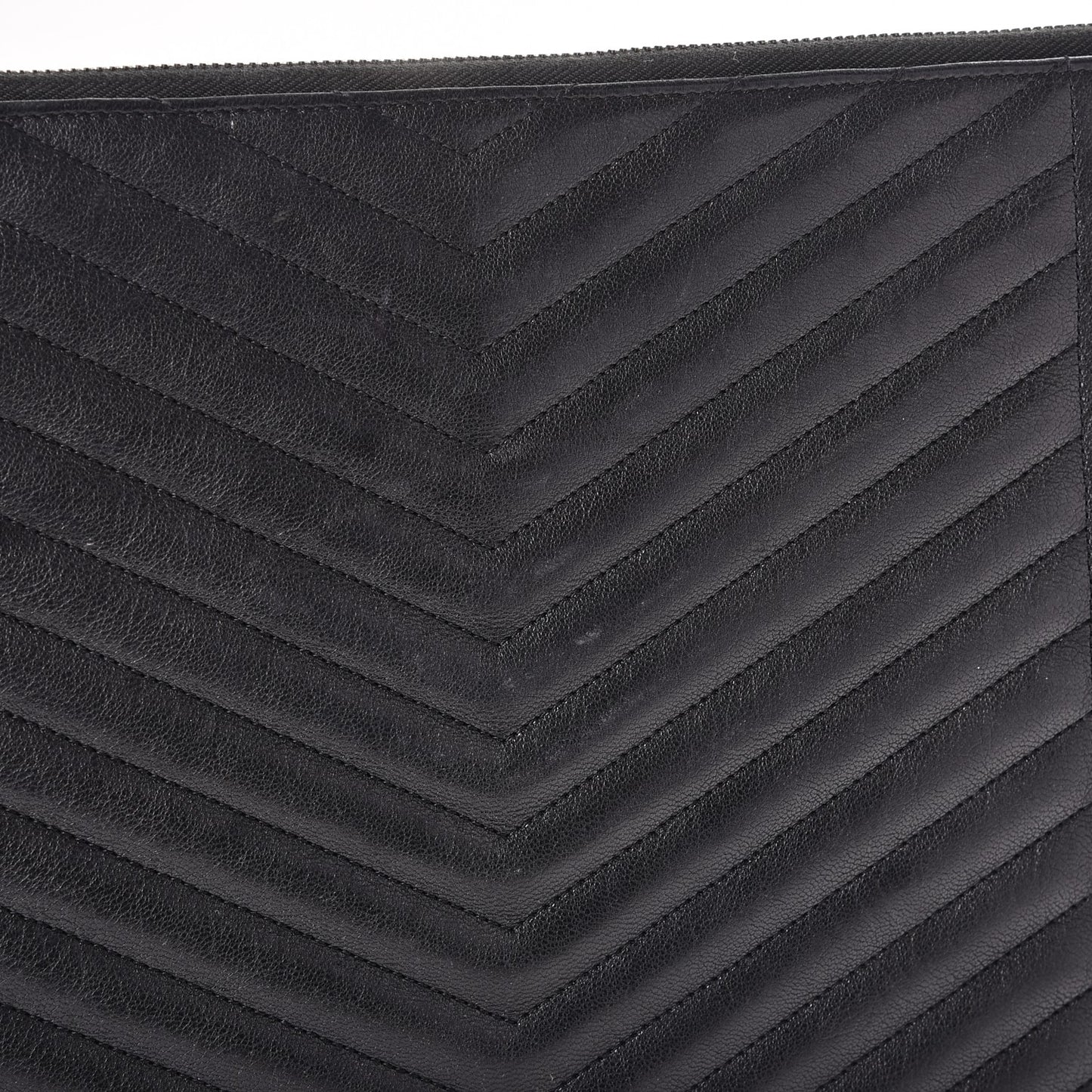 Lambskin Mixed Matelasse Classic Monogram Zipped Document Holder Black