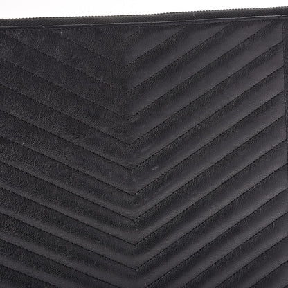 Saint Laurent Lambskin Mixed Matelasse Classic Monogram Zipped Document Holder Black 8 of 8