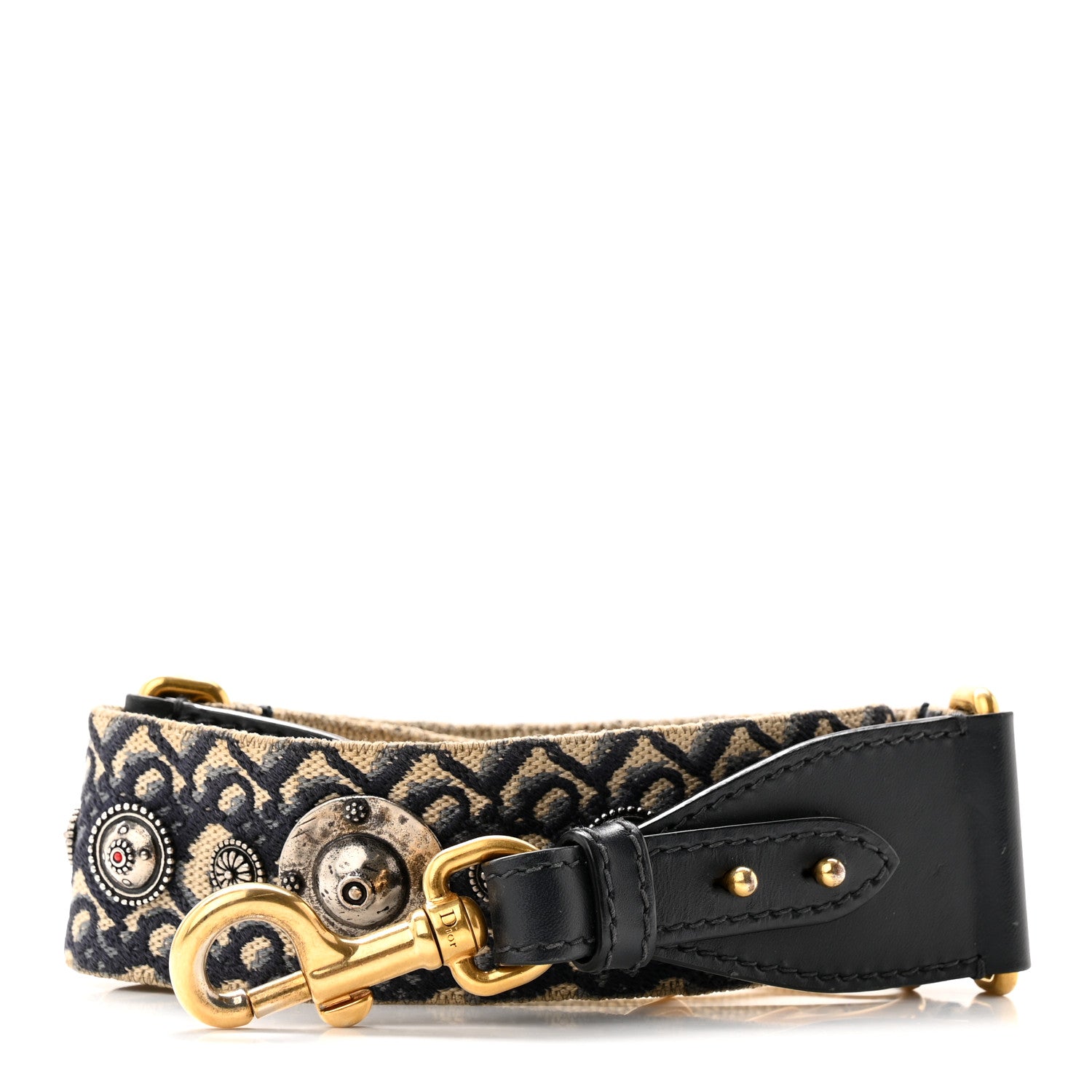 Christian Dior Oblique Studded Shoulder Strap Blue 1 of 6