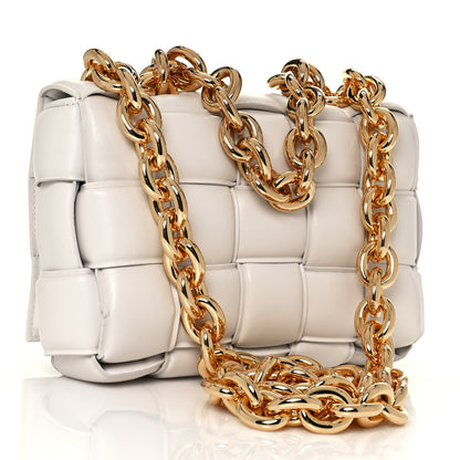 Bottega Veneta Lambskin Maxi Intreccio Padded Chain Cassette Crossbody Bag White 3 of 11