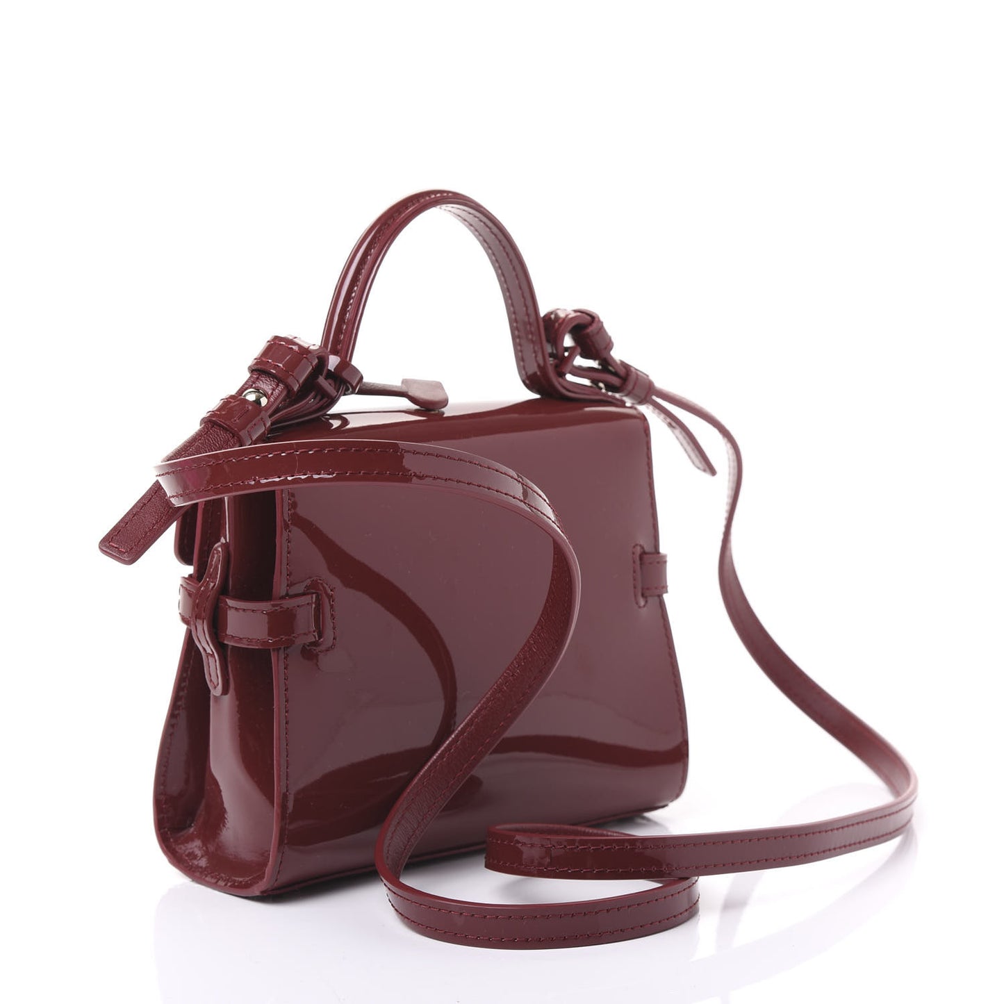 Patent Calfskin Micro Tempete Satchel Red