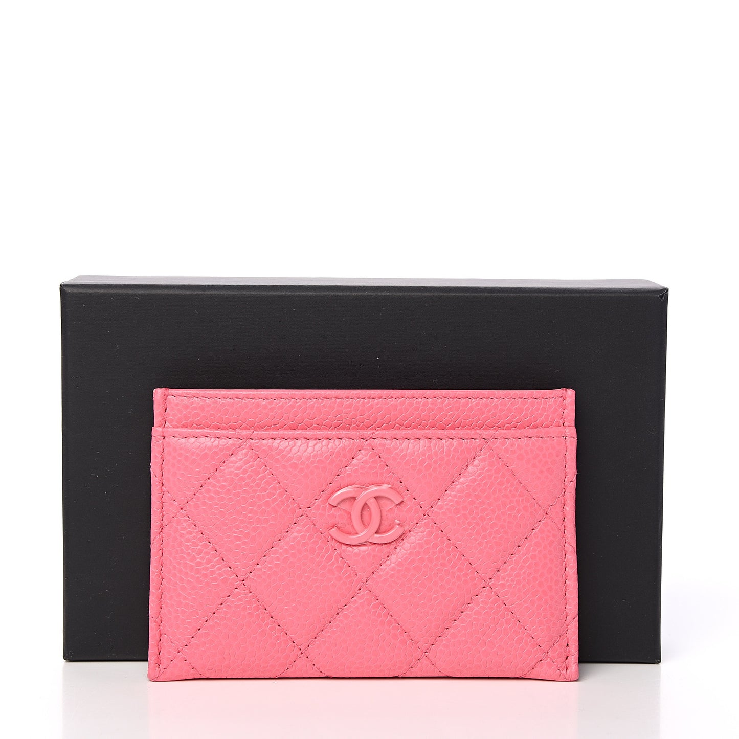 Caviar Quilted Card Holder Pink