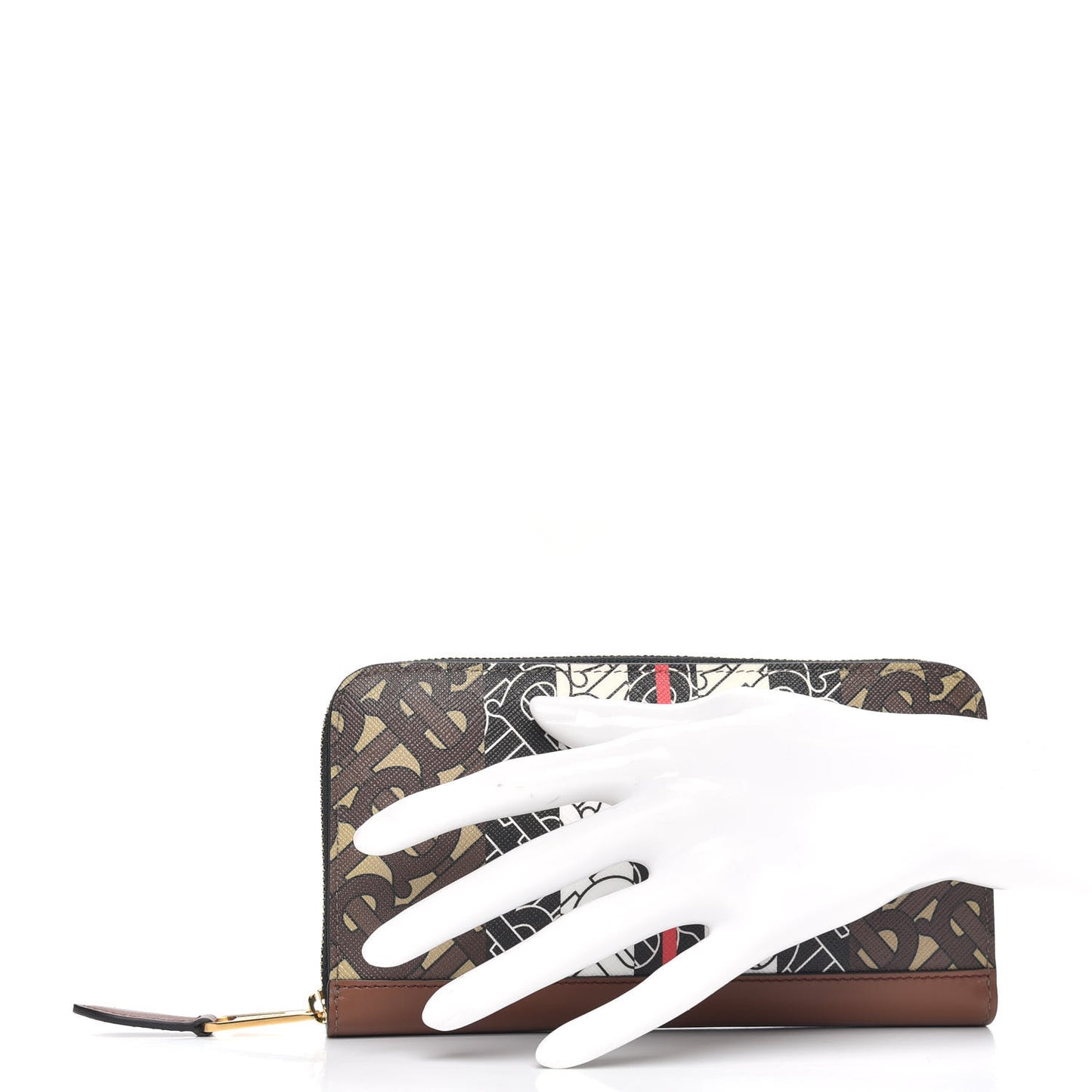 E-Canvas Monogram Stripe Zip Around Wallet Black